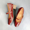 Maroon Mary Jane Block Heels
