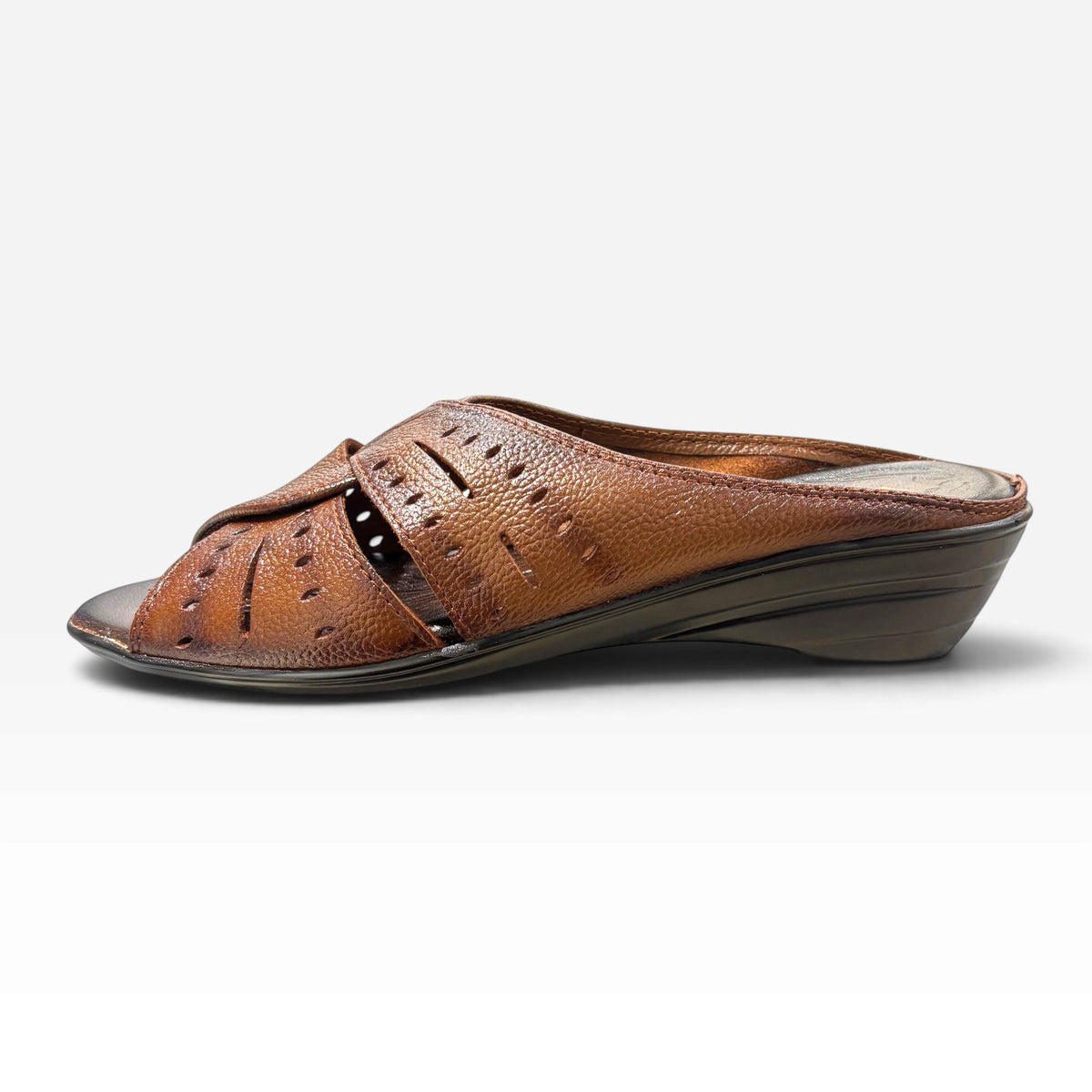 Women's Leather Cross-Strap Mule Sandals