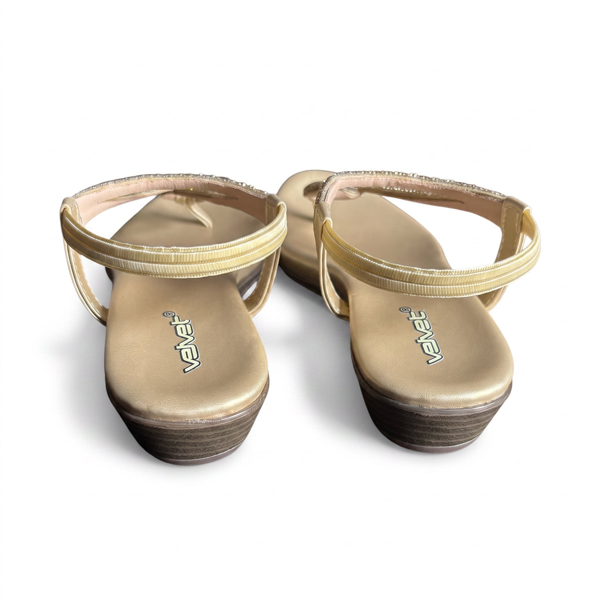 Embellished Slingback Flat Sandals – White & Gold